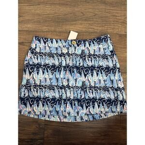 Lilly Pulitzer Sails Stripes COLETTE KNIT SKORT Shorts Sz 0 Navy Sailboats NWT